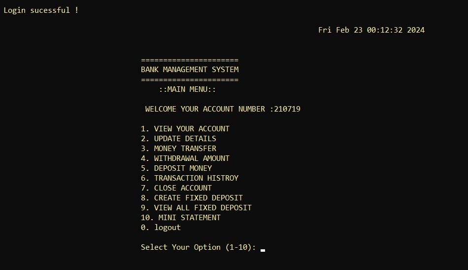Bank management system 
